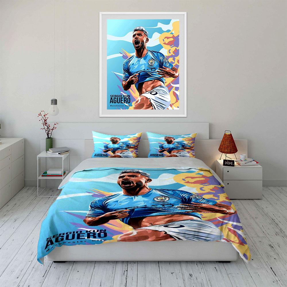 Footballer with Manchester City. Bedding sets Duvet cover sets Duvet covers Pillowcases(1 * Duvet Cover 2 * Pillowcases without duvet insert)