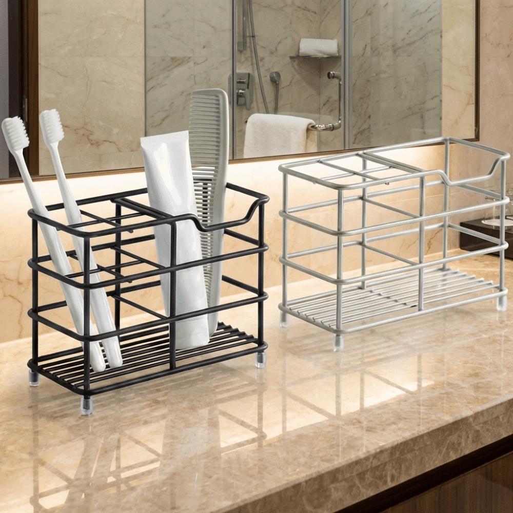 Rostfreier Zahnbürsten-Zahnpasten-Ständer Stabile Aufbewahrungsregal für Make-up-Pinsel Heimdekoration