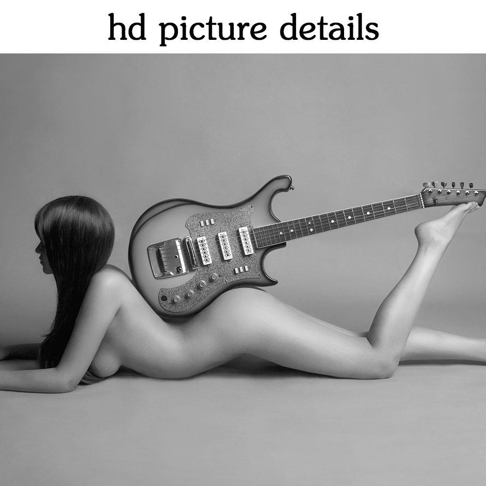 White Blcak Guitarist Wall Art Canvas Paintings Posters Wall Canvas Prints Sexy Women Picture for Living Room Home Decoration