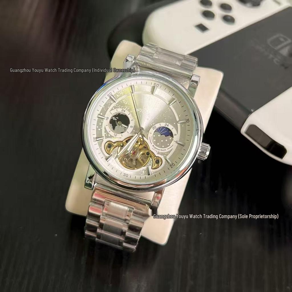 Orologio Meccanico Tourbillon da Uomo Fiume Stellato Fase Lunare - Completamente Automatico, Bestseller Transfrontaliero