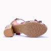Johnature Genuine Leather Retro Baroque Style Hollow-out Carved Flower High-heeled Sandals