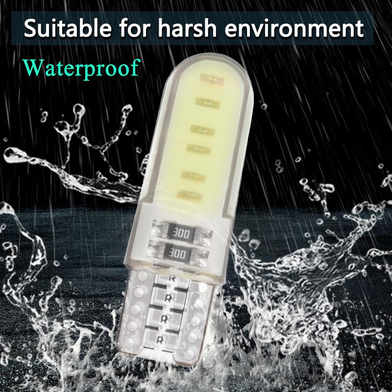 2-20 PCS Car Signal Lights T10 W5W LED Bulbs COB 12SMD Waterprof 12V 7500K White Auto Door Linse Plate Trunk Wedge Side Lamps