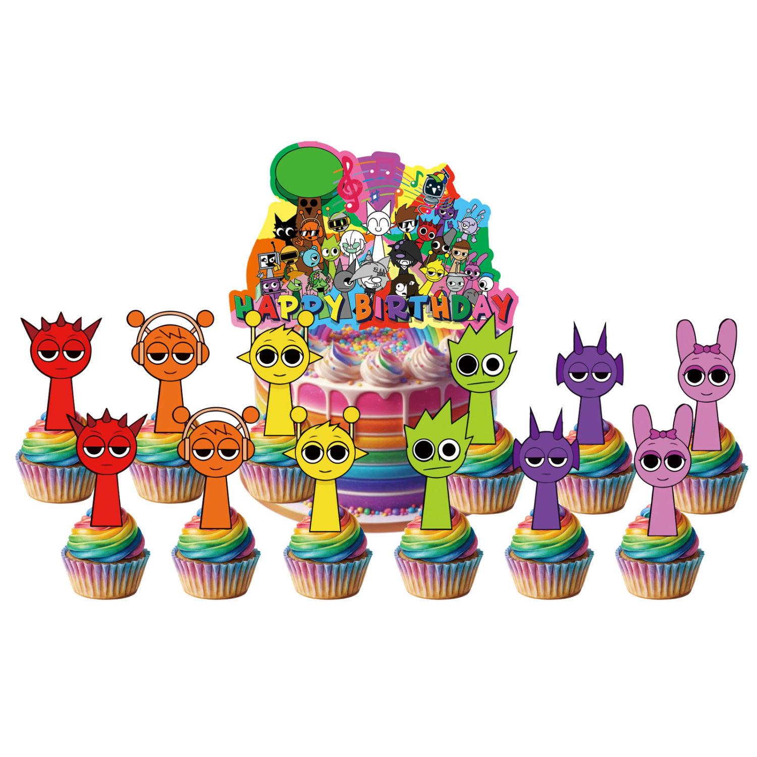 

Ритм-бокс Sprunki Тематична вечірка Декорація Приладдя для прикраси дитячого дня народження as the picture2