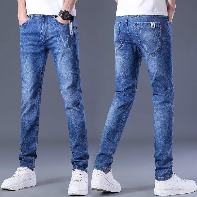Summer New Elastic Jeans Men's Business Straight Trend Spring and Summer Slim-fit Versatile Casual Pants