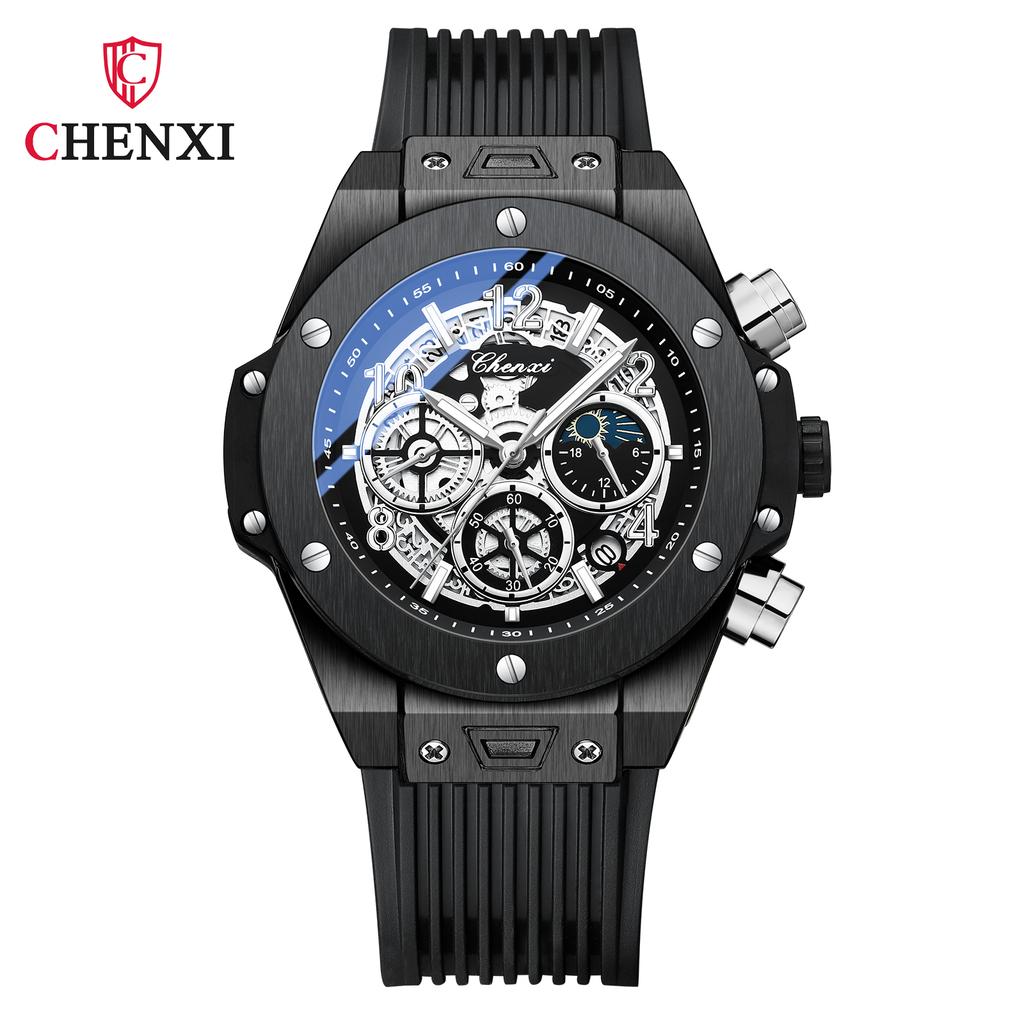 Men's Wrist Watch Waterproof Luminous Chronograph Calendar Watch Sports Quartz Wristwatches Silicone Band
