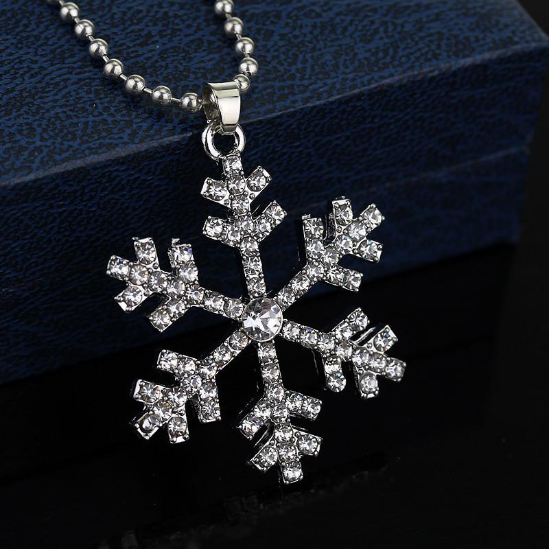 Necklace Snowflake Pendant With Crystals For Girls And Kids Gift