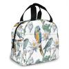 Large Lunch Bag Parrots On Branches Printed Insulated Lunch Box for Women and Men, Portable Lunch Box for Work Picnic Beach