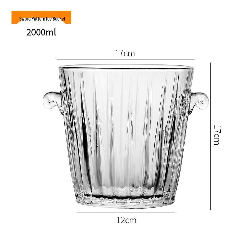 ZISIZ Handheld Glass Ice Bucket with Tongs