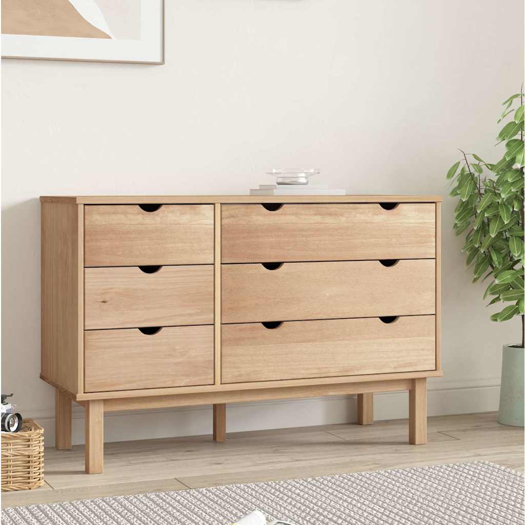 Vidaxl Kommode mit Schubladen Otta, 111x43x73,5 cm, Massivholz Kiefer