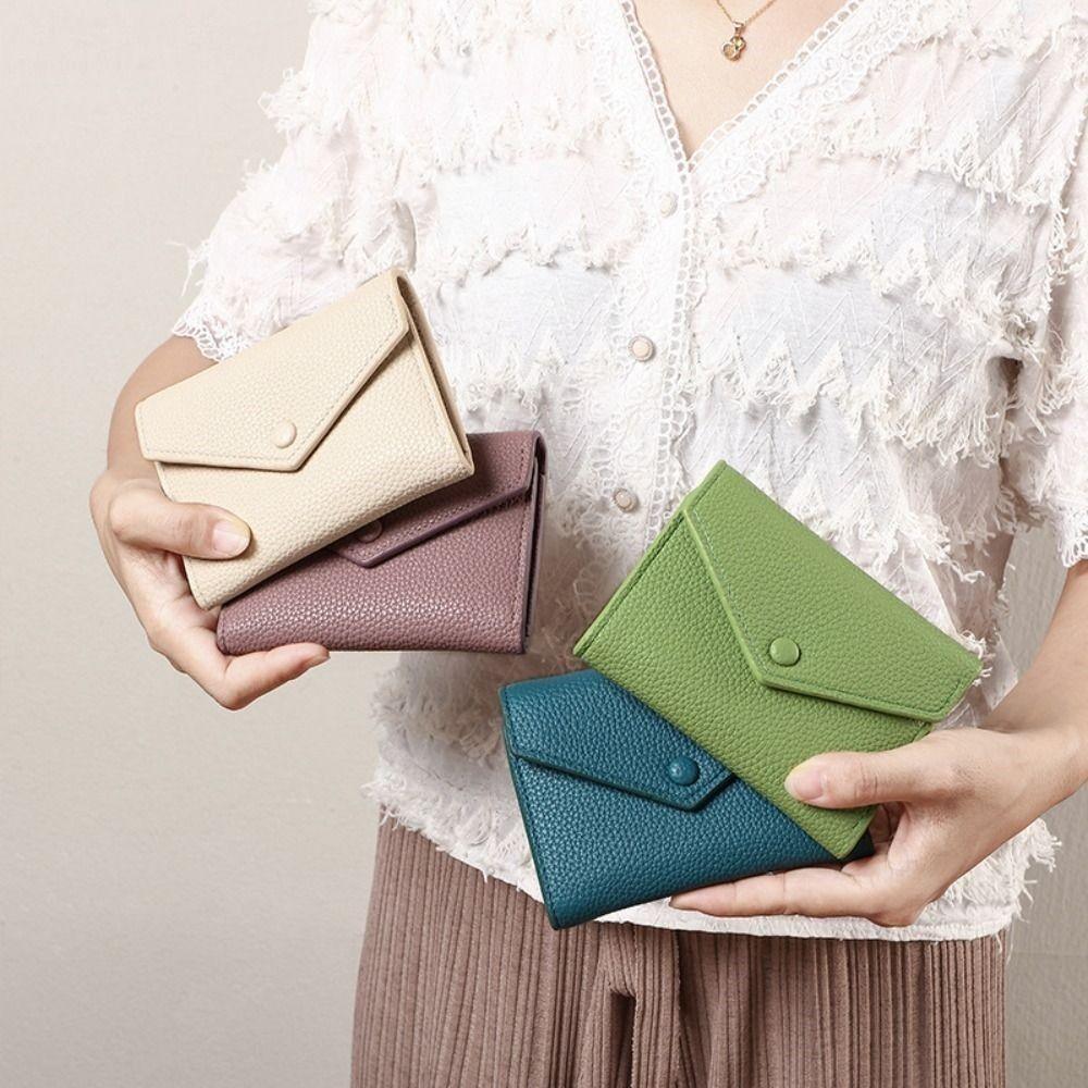Multi-card Slot Envelope Short Wallet Korean Style Small Purse Bag PU Leather Wallet  Girls