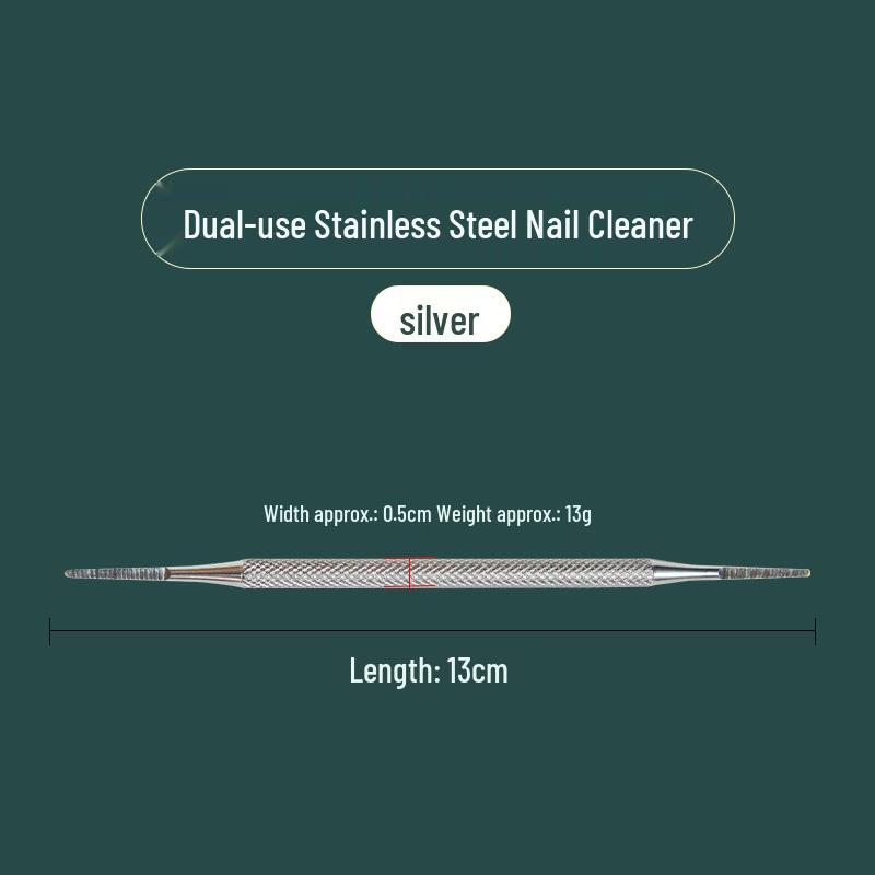 Stainless Steel Double-Ended Nail Cleaner: Nail File, Cuticle Spoon, Ingrown Nail Repair, Polishing & Cleaning Tool for Nails and Toenails.