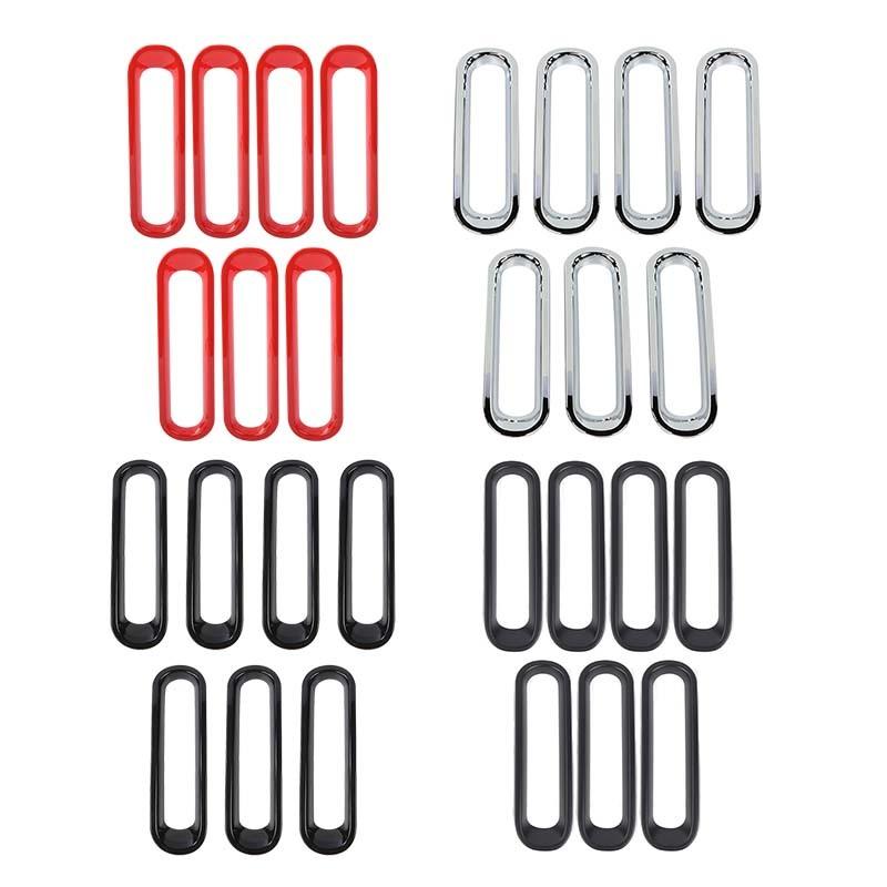 ABS Car Front Grille Decoration Ring Cover Stickers For Jeep Wrangler JK 2007-2017 Car Exterior Accessories