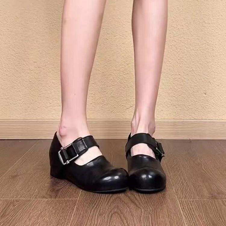 

Французские маленькие кожаные туфли женские 2025 новая осень с юбкой Мэри Джейн женские туфли нежные вечерние туфли балетки 40 чёрный