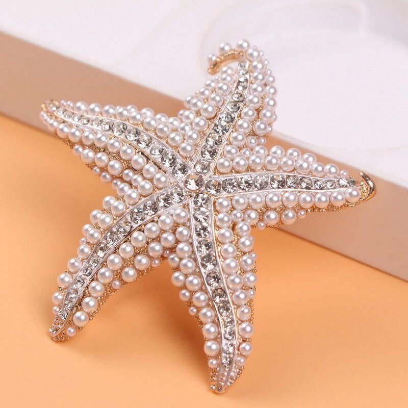 

Fashion Special-Interest Design Diamond Starfish Brooch Five-Pointed Star Stylish Coat Overcoat Suit Sweater Clothing Accessories for Women Starfish Brooch
