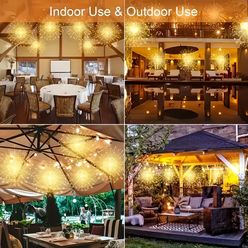 4/5pcs of Solar-Powered Outdoor Firework Lights, Featuring 240/360/450 LED Sparkling Starburst Sphere Designs, Available in Warm White, Multicolor