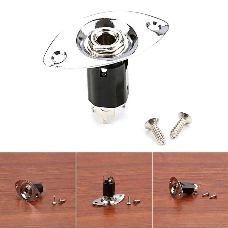 Guitar Output Jacks Socket Plug Oval Output Input Jacks Plate Socket Electric Guitar Pickup 6.35mm Output Jacks Plate