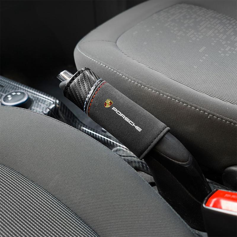 Car Handbrake Cover Hand Brake Grip Decoration Sleeve For Porsche Panamera Macan 911 718 Taycan Boxster Cayman Pajun Accessories