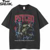 Men Hip Hop Washed TShirt Streetwear Wolf Lightning Printed T Shirt Harajuku Cotton Casual Tshirt Summer Short Sleeve
