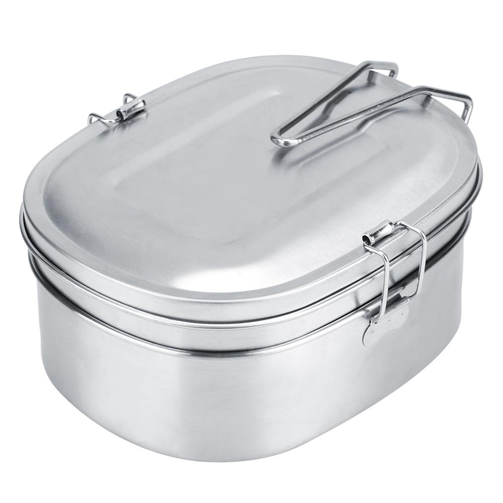 Double Layer Stainless Steel Lunch Box Bento Food Container Outdoor Travel Picnic