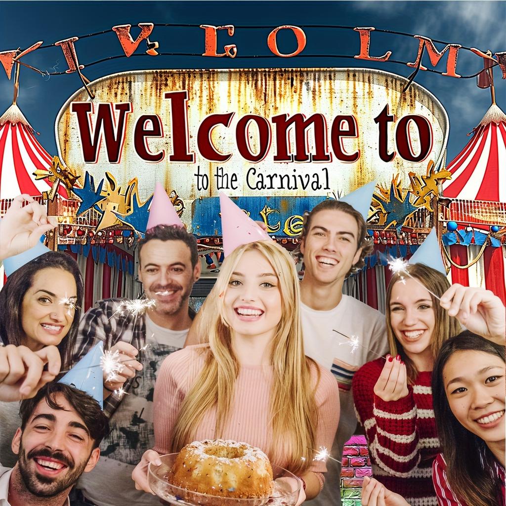 1 Standard-sized, large-scale circus festival background.Welcome to the circus festival banner background photo background board