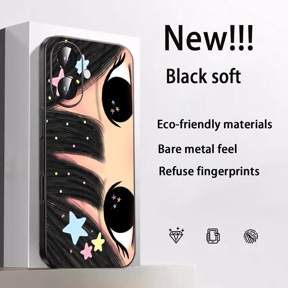 

Big-eyed cute girl cartoon design Phone Case For iPhone 17 16 e 15 14 13 12 Plus Mini Pro Max Soft black Shockproof Cover iPhone 12 mini