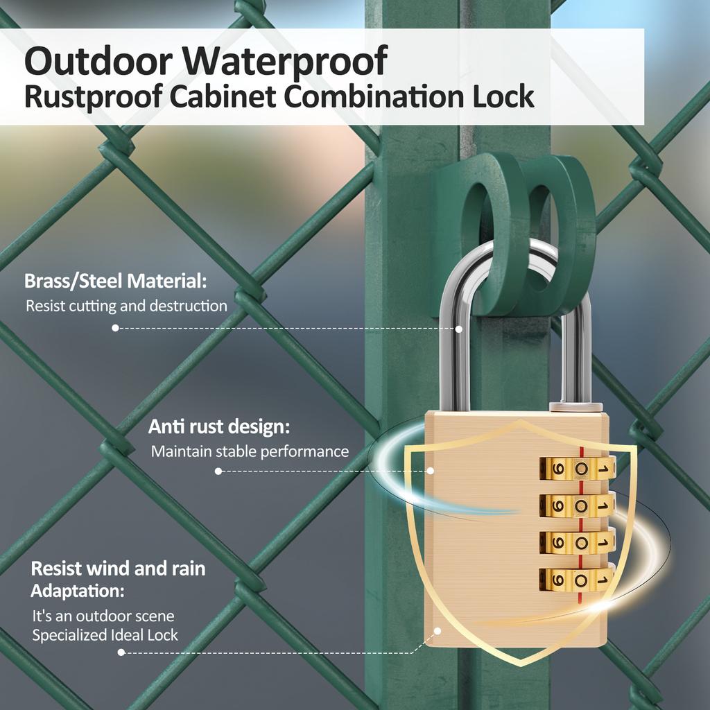 2 Stück Zahlenschloss Messing Schloss mit individuell einstellbarer Kombination Koffer Schloss / Schließfach Schloss für Tor Fitnessstudio Sport Zaun