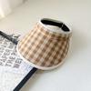 New dopamine checkerboard contrasting color empty top sunscreen hat girls summer outdoor big brim sun hat