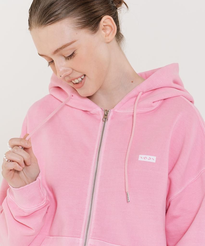 Injiactive Small Logo Pigment Full Hood Zip Up Pink