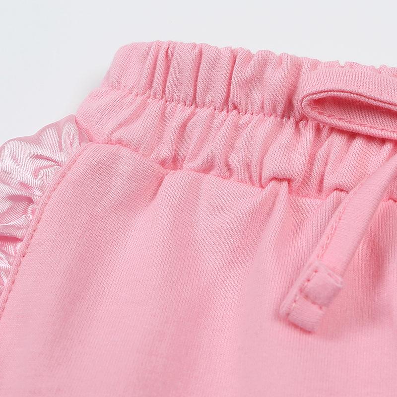 Sommer Mädchen Set Koreanischer Stil Mode Kurzärmeliges Spitzenoberteil Shorts Zweiteiliges Set