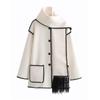 Autumn 2023 Women's Cross-Border Street Fashion Woolen Coat with Scarf Embellishments.