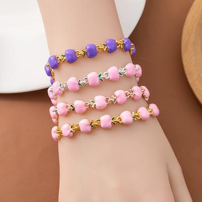 Fruit Apple Multi-Color Bracelet, Creative Personalized Oil Drip Jewelry Niche Design Bracelet