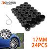 24pcs 17mm Black Wheel Nut Cover Lock Bolt Cover Abs Plastic Strip Disassembly Tool Dust Cover Suitable For Volkswagen Models
