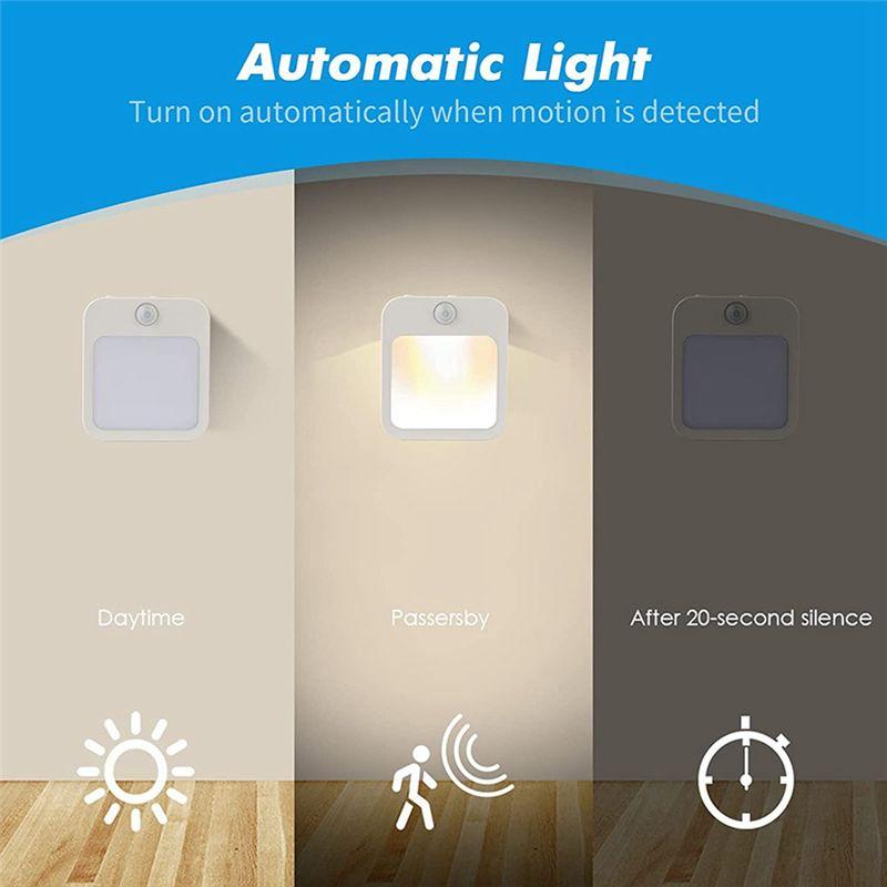 AEE4-Motion Sensor LED Night Light Lamps Children's Night Light Smart LED Night Lamp For Bedside Table Bedroom Nigh EU Plug
