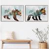 Landscape Forest Bear Fox Wolf Nordic Posters And Prints Wall Art Canvas Painting Abstract Animal Wall Pictures For Kids Room