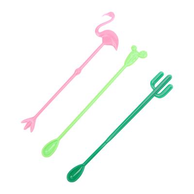 6 יחידות פלסטיק מאדלר לקוקטייל משקה יין דקור קוקטייל מקלות ערבוב קוקטייל אגס קוצני פלמינגו מערבל יין מערבל קפה