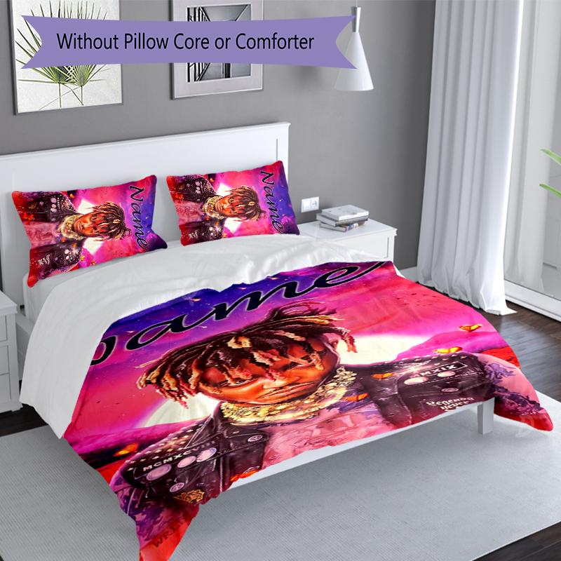 3pcs Custom Name Juice WRLD Set,Includes 1 Duvet Cover and 2 Pillowcases,All-season Bedroom Decor