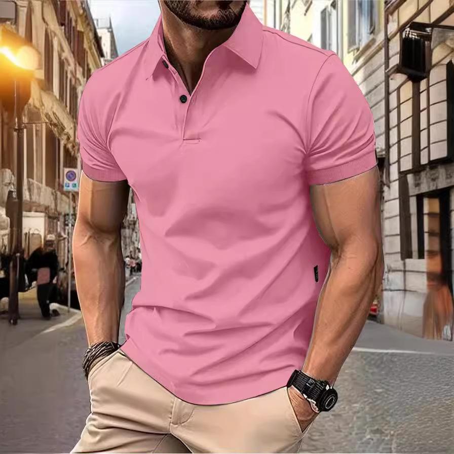 Men's Summer Solid Color Top Popular Fashion Short Sleeves Slim Fit European and American Short Sleeves