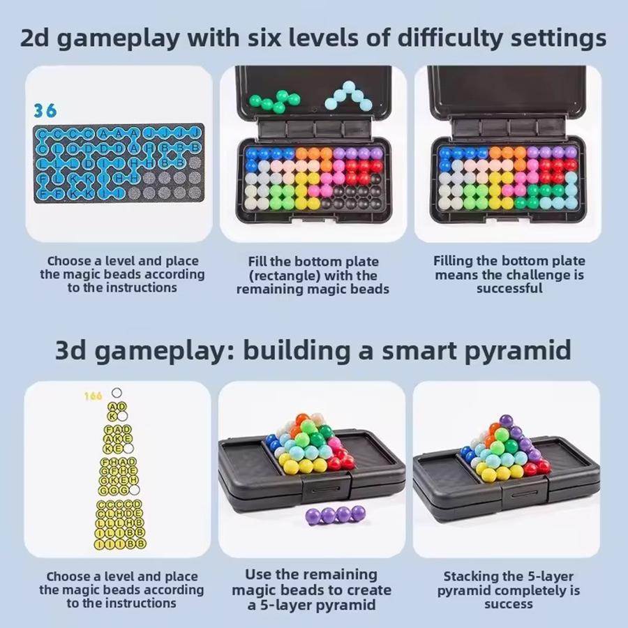 3D Challenges IQ Puzzle Board Game Classic Pyramid Plate Pearl Logical Mind For Children Pyramid Beads Montessori Toys Gifts