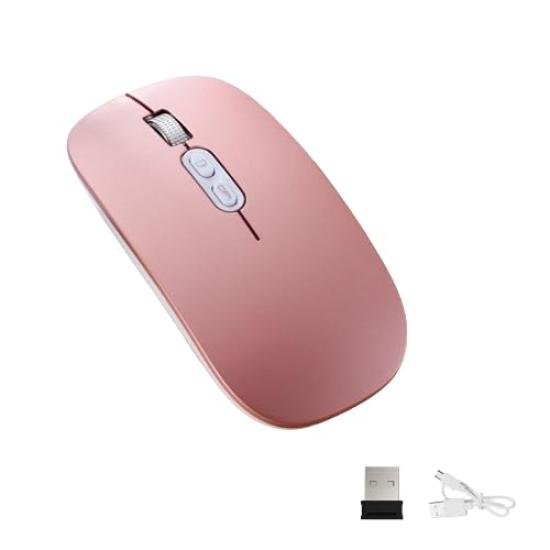[2025 Ultra-Thin Model, Ultra-Quiet, with Desktop Buttons] Wireless Alloy Wheel Mouse, 2.4GHz Bluetooth, Dual-Use, Slim Gaming Mouse, Rechargeable