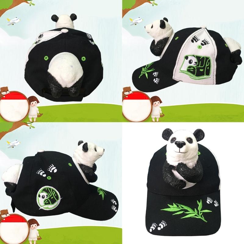 3D Panda Baseball Hat for Adult Children Adjustable Cartoon Designs for Outdoor Activity Travel and Family Gathering Use