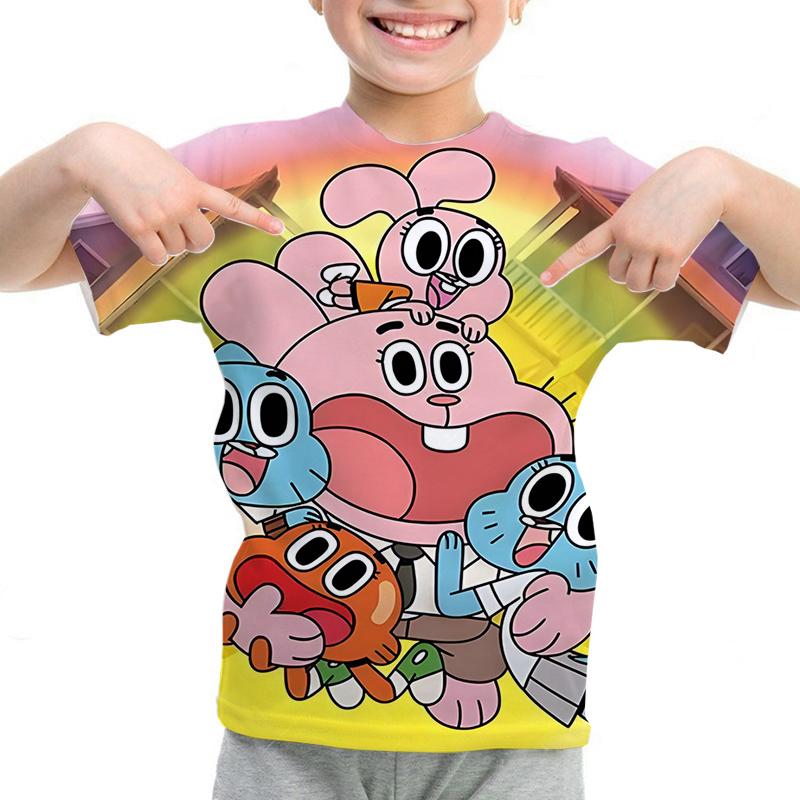 The Amazing World of Gumball Cartoon Cute Kids T Shirt Girls Summer Tops Baby Boys Clothes Children Short Sleeve O-Neck T-Shirts