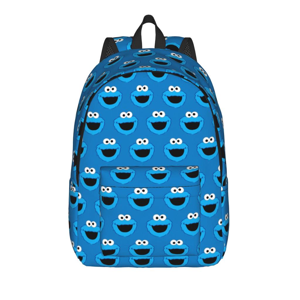 Sesames Streets Backpack Cool Student Hiking Travel Daypack Smiling Cookie Monster Pattern Laptop Computer Canvas Bags Durable