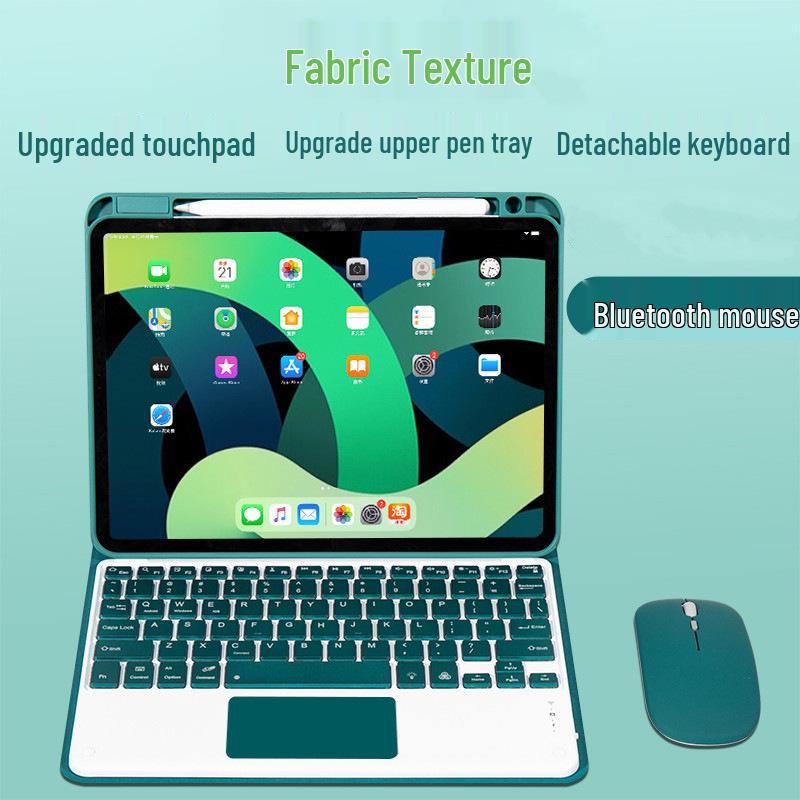 Compatible with Xiaomi 7 Tablet: Touch Backlit Bluetooth Keyboard with Fabric Texture, Pen Slot, and Leather Case for Xiaomi 6/5 Pro.