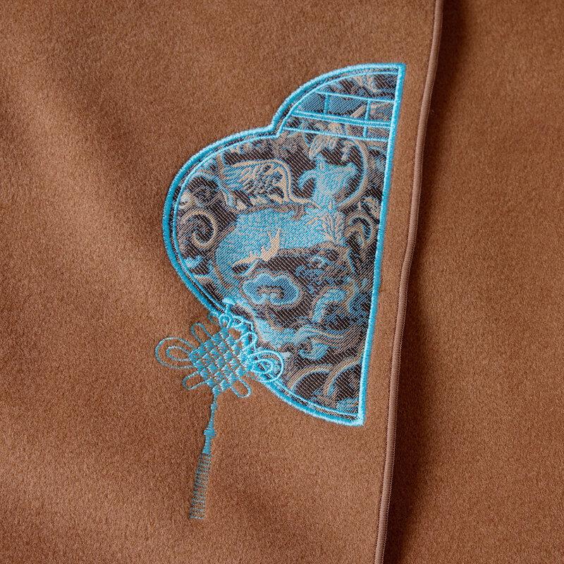 Pasite Women's New Chinese Embroidered Wool Coat