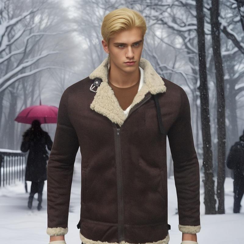 Fur Integrated Lamb Wool Men's Coat Thickened Fur Suede Jacket