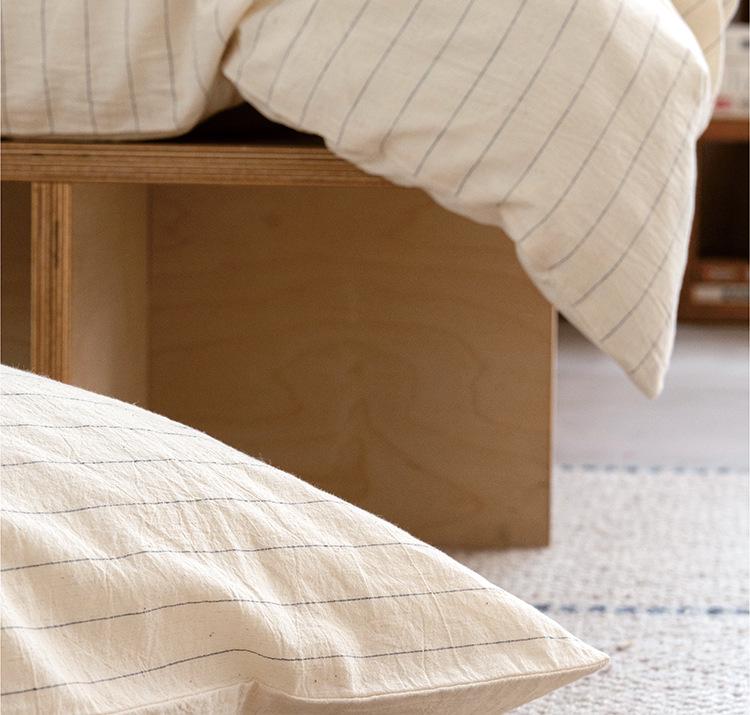Meiji Nishikawa Minimalistische Streep Katoen Linnen 4-delige Bedset met YKK Rits