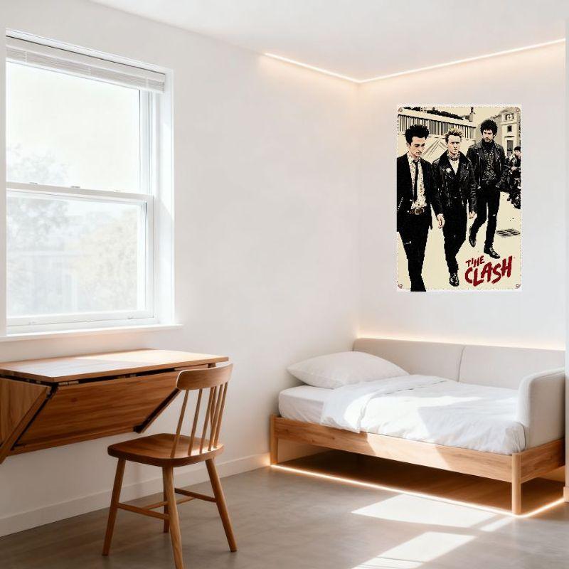 The Clash Punk Rock Metal Tin Sign Band Members City Street Aesthetic Wall Decor for Man Cave Bar Cafe Home Pub Art Decoration