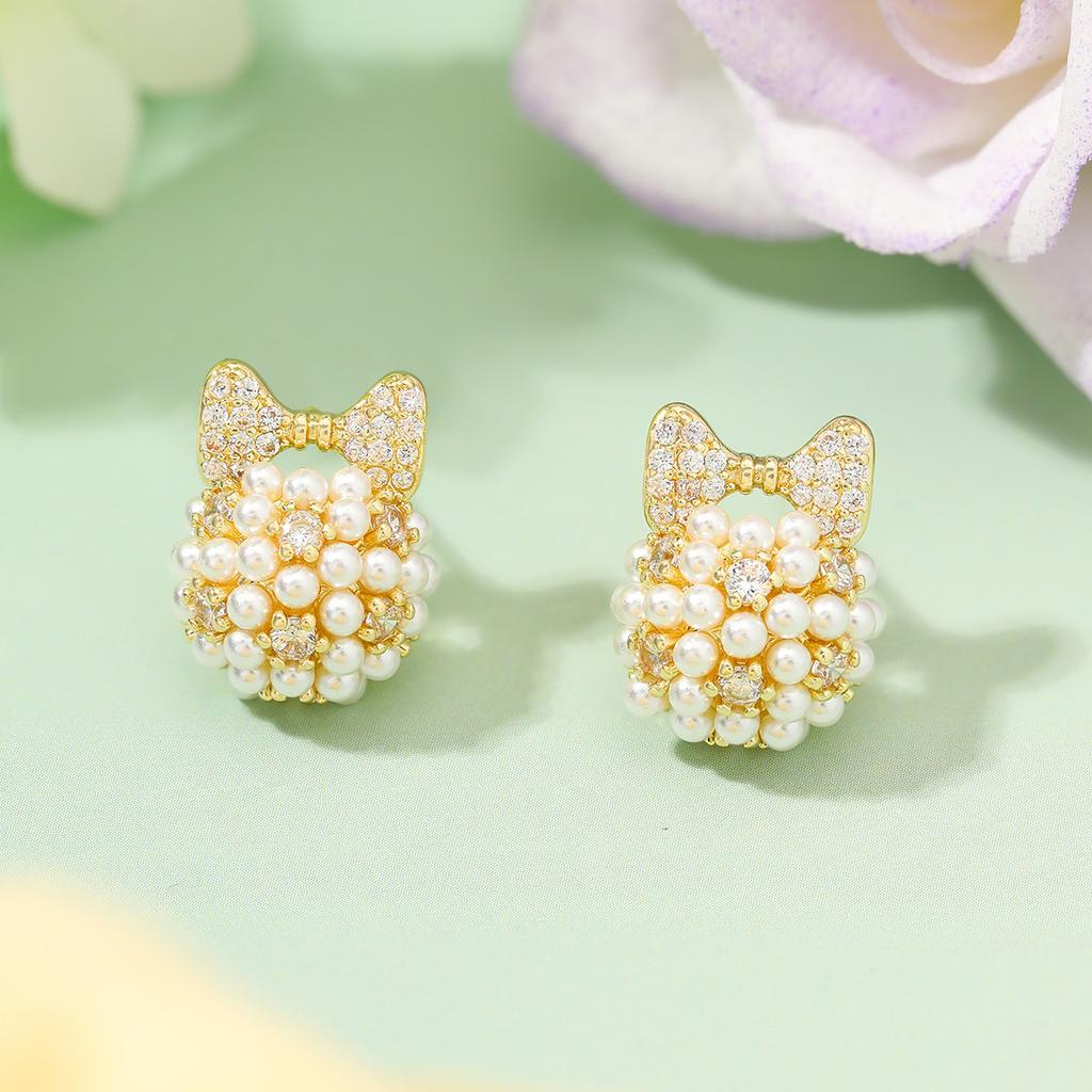 Premium Pearl Stud Earrings S925 Silver Needle Elegant Exquisite Earrings Retro Temperament Versatile Earrings