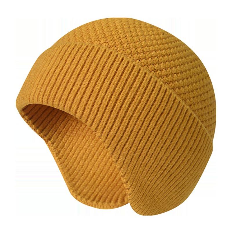 New thickened knitted wool hat men's winter warm pullover hat cold and windproof bag head cold hat ear protector children