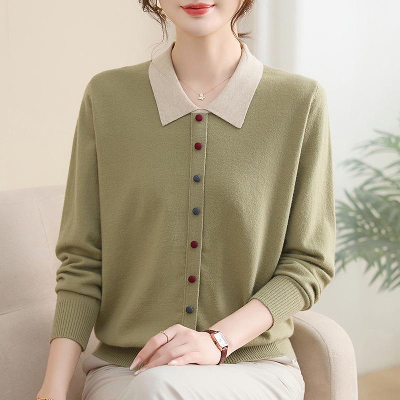 2025 Women s Plus Size Knit Top - Spring/Autumn Woolen Sweater for Middle-Aged & Elderly 5XL (140-155 jin)